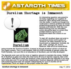 durelium shortage is immanent